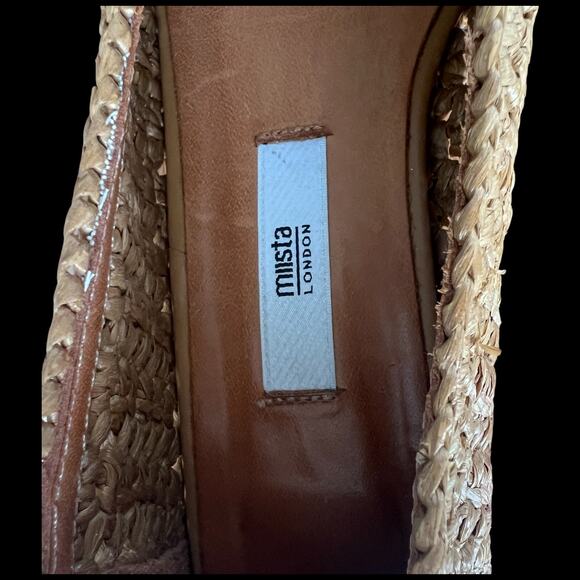 MIISTA Noa Women's Size 41 US 9-9.5 Woven Raffia Pump Stacked Heel Square Toe - Picture 11 of 12